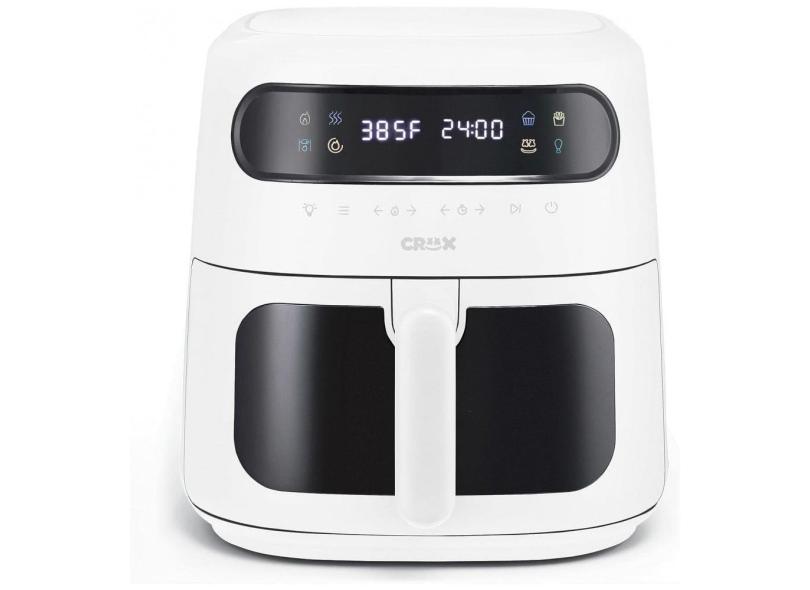 Fritadeira Elétrica Air Fryer 8L com Tecnologia TurboCrisp, Controle de Temperatura e Desligamento Automático, 110V 1750W, CRUX, Branca