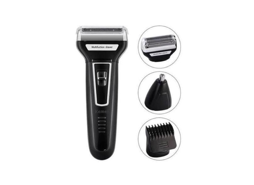 Aparelho De Barbear Kemei Km-6558 Bivolt 3 Em 1 Super Forte Recarregáv