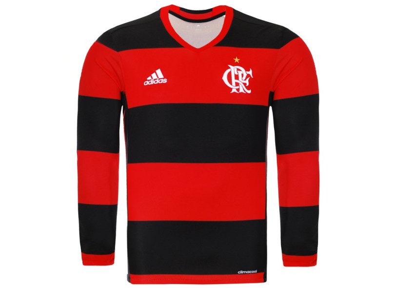 Camisa Torcedor Flamengo I 2016 Manga Longa sem Número Adidas