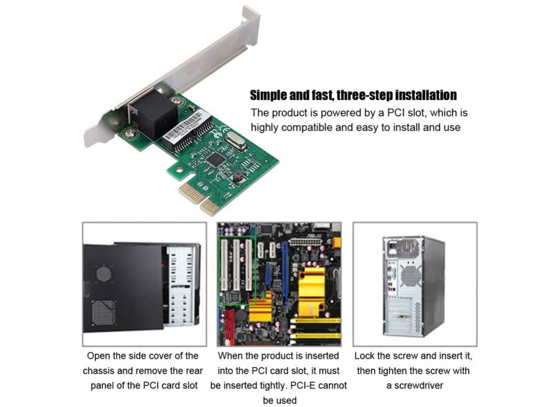 Adaptador De Placa Ethernet De Rede Pci E Gigabit 1 Gbps Lan RTL8111E