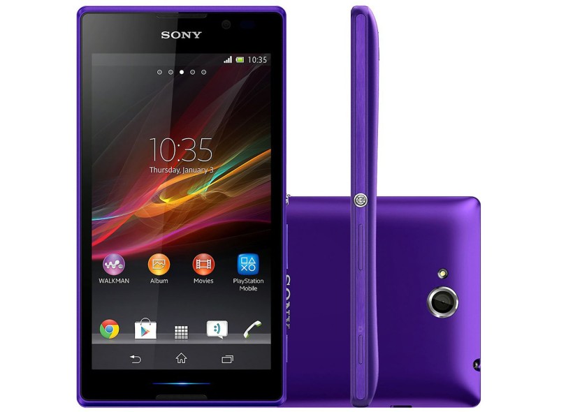 Smartphone Sony Xperia C Dual C2304 Câmera 8,0 MP 2 Chips 4GB Android 4.2 (Jelly Bean Plus) Wi-Fi 3G