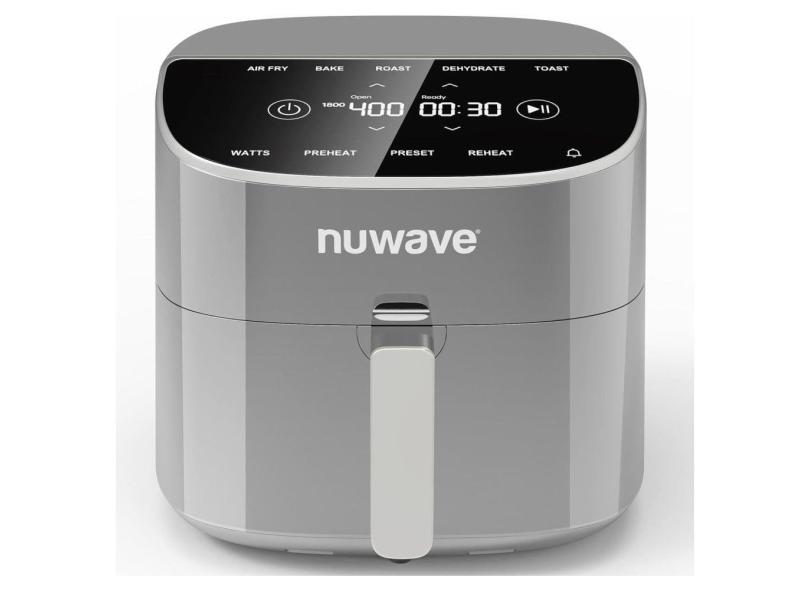 Fritadeira Elétrica Air Fryer 7.5L com Tela Digital, Livre de PFAS, 100 Predefinições e 50 Memória, 110V 1800W, Nuwave, Cinza