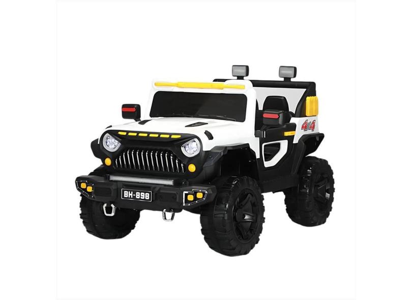 Carrinho Elétrico Jipe Infantil 12V Quadriciclo Branco Pedal
