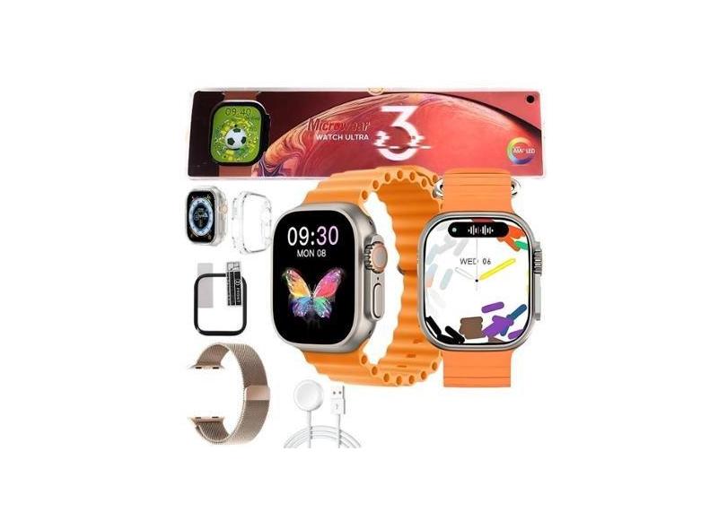 Relogio Inteligente Watch Ultra 3 Smartwatch Lançamento Recebe Notificaçoes Faz Ligaçao Gps Nfc-Unissex
