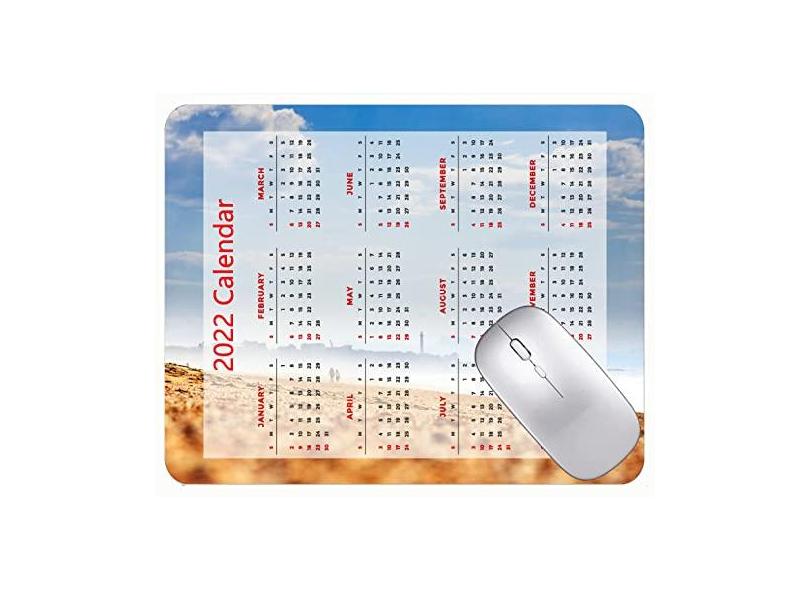 Mouse pad para jogos com calendário 2022, mouse pad de borracha Beach Sands Sea City