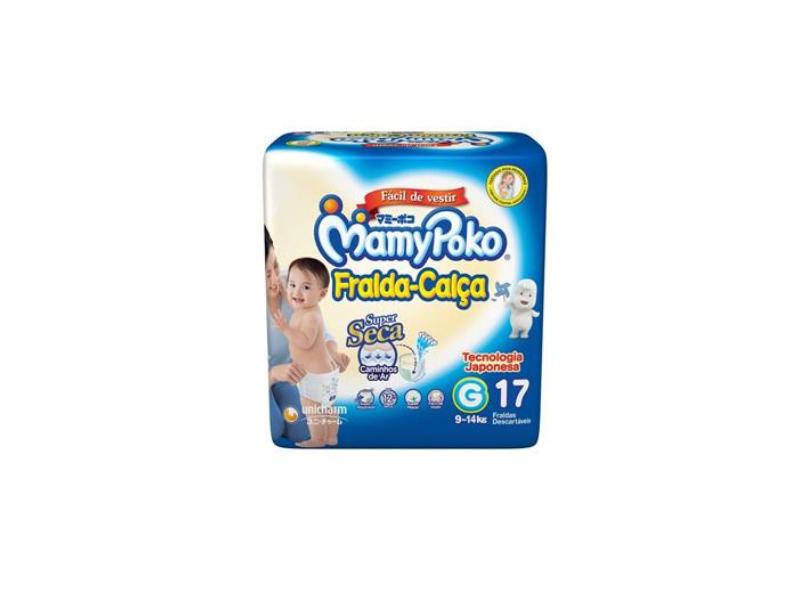Fralda MamyPoko Fralda-Calça Tamanho G Regular 17 Unidades Peso Indicado 9 - 14kg