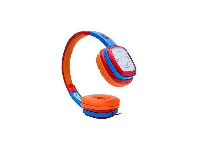 Fone de Ouvido Infantil OEX KIDS Cartoon HP302-85dB - Acompanha cards e giz de cera - Vermelho e Azul