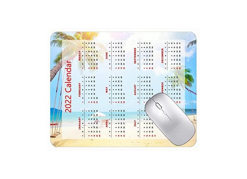 Mouse pad para jogos com calendário 2022, mouse pad de borracha tropical, palmeiras