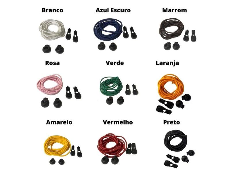 Kit 5 Cadarços Elásticos Stretch Para Tênis Triathlon - Colorido