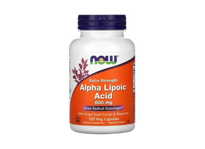 Now Foods, Ácido Tióctico, Dosagem Extra, 600 Mg, 120 Cápsulas Vegetai ...