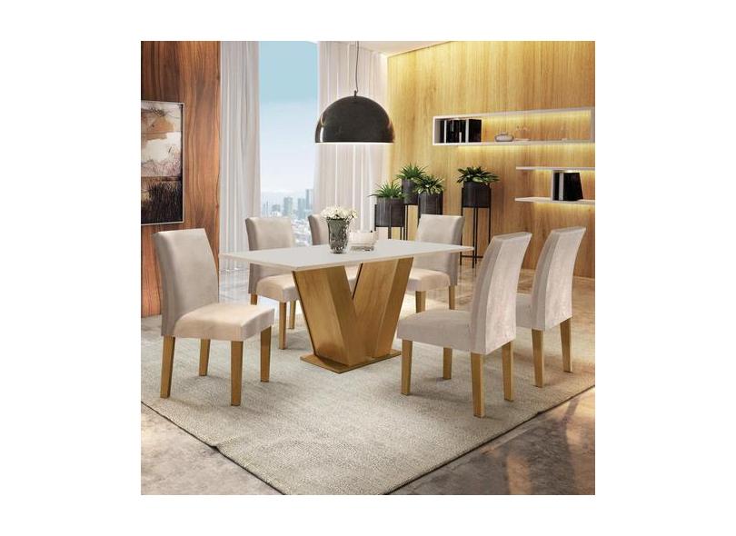 Conjunto Sala de Jantar 6 Cadeiras Kate Siena Moveis