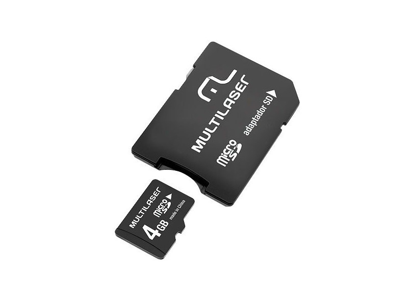 Cartão de Memória Micro SD com Adaptador Multilaser 4 GB MC456