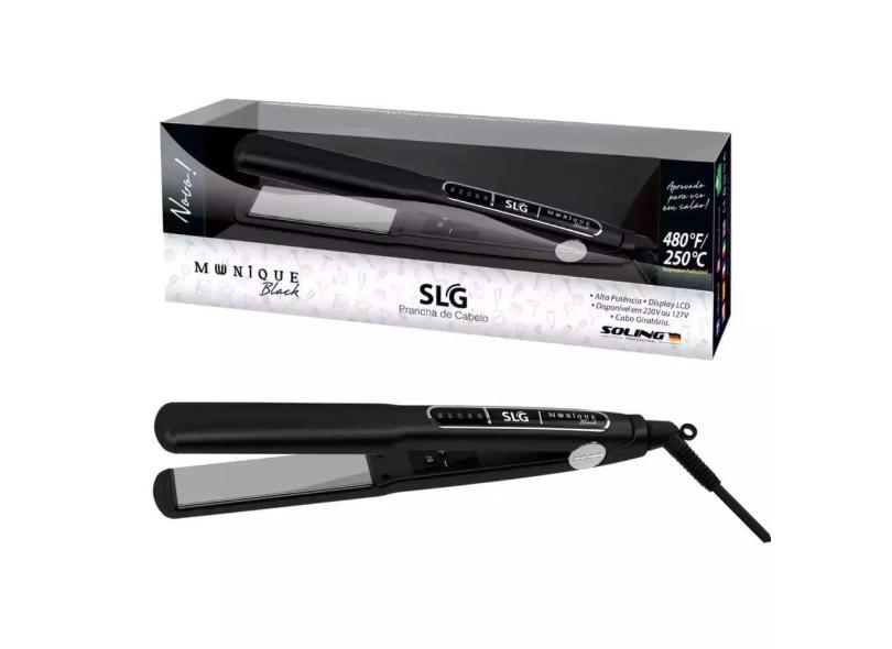 Prancha de Cabelo Titânio Soling SLG Munique Black Profissional 480 °C 145W 127V