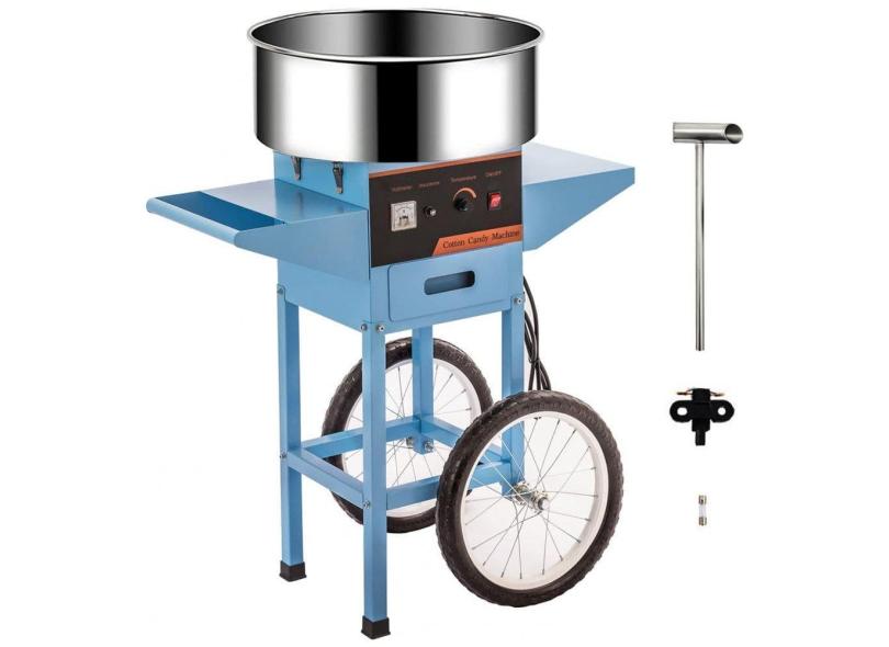 Carrinho de Algodão Doce Elétrico Profissional em Aço Inoxidável, 110V 1000W, TIANAI, Azul