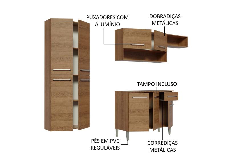 Cozinha Completa 1 Gaveta 9 Portas Emilly Fit Madesa