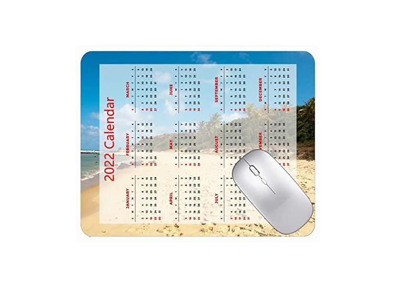 Mouse pad 2022 calendário com feriados, tapete de palmeiras da praia do Brasil