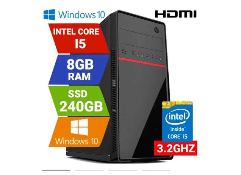 Pc Desktop Computador cpu Intel Core i5 8GB ssd 240GB Windows 10 hdmi