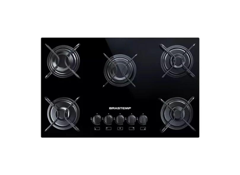 Cooktop A Gás 5 Bocas Metal E Vidro 73x46x8.6cm - Brastemp