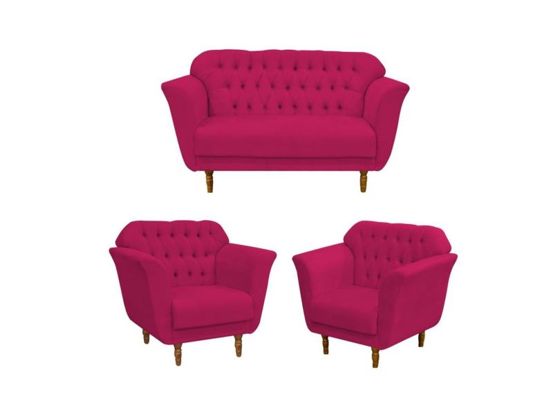 Jogo 2 Poltronas Decorativa Em Capitonê Para Sala de Espera Aurora Suede  Pink DL Decor em Promoção é no Buscapé