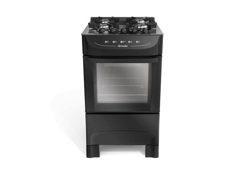 Fogão 4 Bocas Mueller com Mesa de Vidro Preto Fosco - Mueller Fogões, 