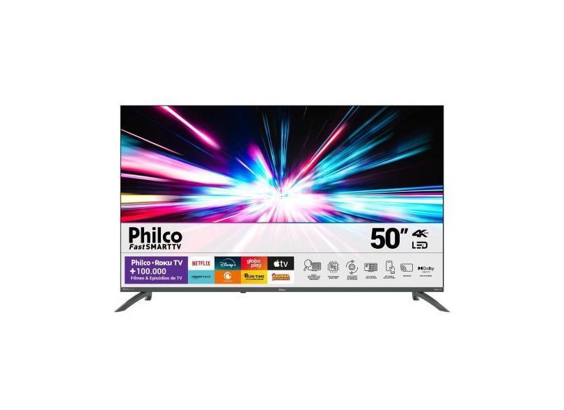 Smart TV Philco 50 Polegadas LED 4K Roku TV PTV50VA4REGB, Cinza, Bvolt