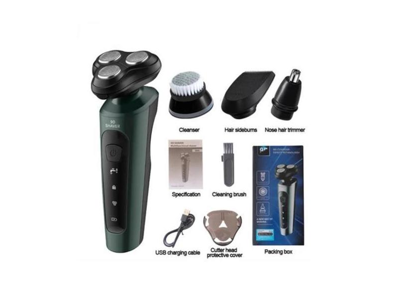 Barbeador Rotativo USB, Preto e Prata, Acessórios Incluídos - Master