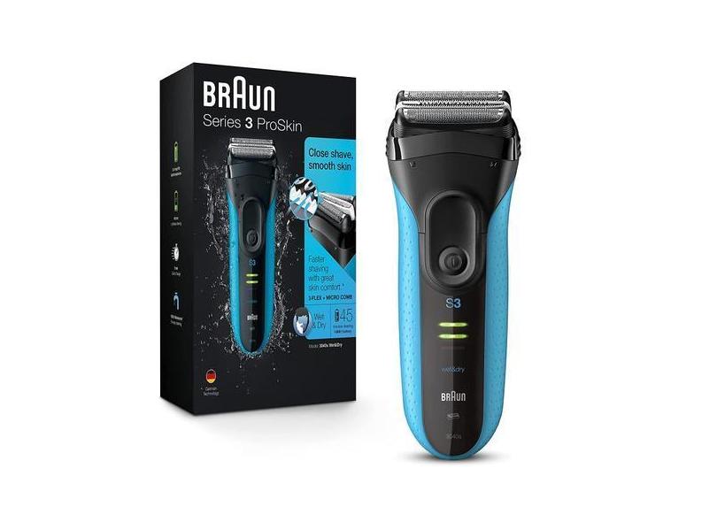 Barbeador E Aparador De Pelos Elétrico Braun Série 3 - Azul E Preto