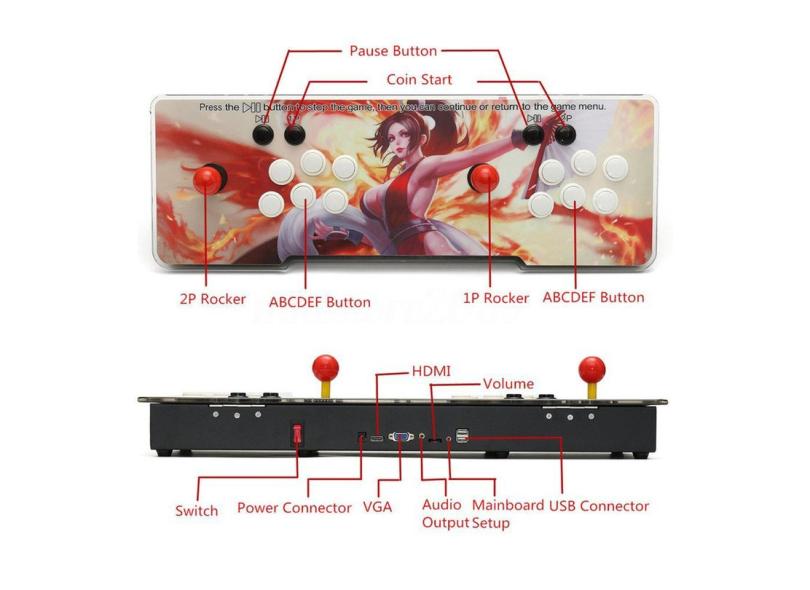 999 Jogos clássicos Início Multiplayer Arcade Game Console Controlador ...