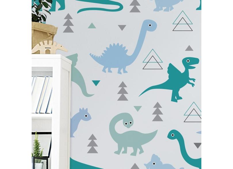 Papel de parede infantil Dinossauros verde