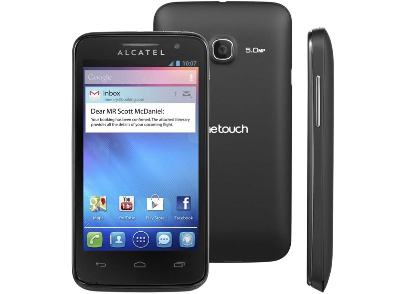Smartphone Alcatel M'Pop Câmera 5,0 MP 2 Chips 4GB Android 4.1 (Jelly Bean) 3G Wi-Fi