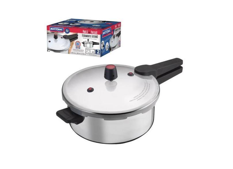 Panela De Pressão Com Trava Fechamento Externo 5 Litros - Aluminio Nac