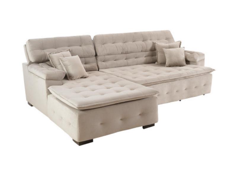 Sofá Chaise Retrátil Reclinável Suede Orlando Sofá Fácil