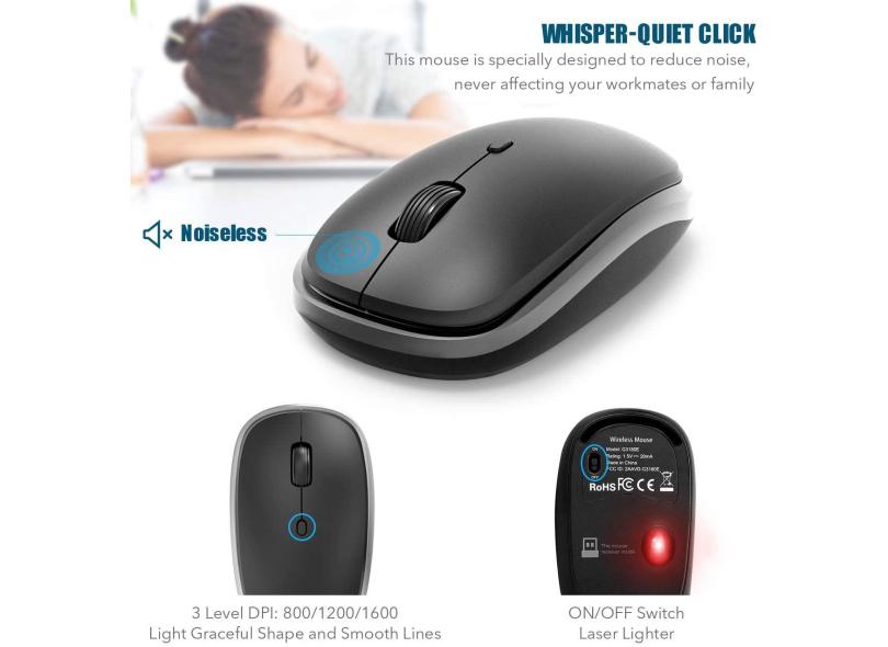 Teclado sem fio e mouse combo silencioso, RATEL 2.4GHz Ultra-Thin Full ...