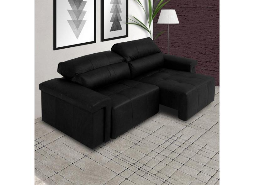 Sofá 3 lugares Reclinável Retrátil Couro Maitê 226cm Gran Belo