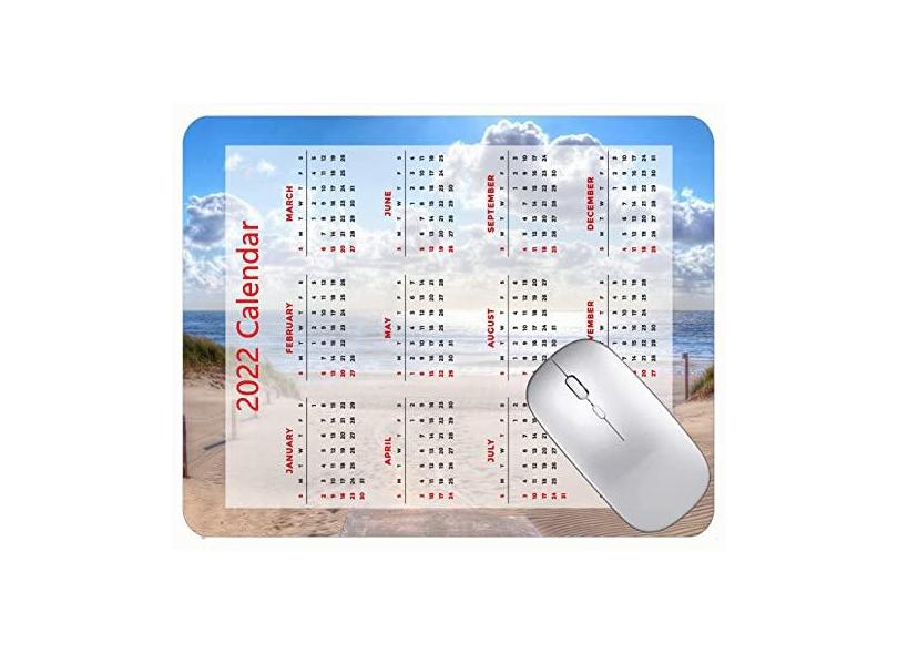 Mouse pad colorido para calendário 2022 ano 2022 praia areia grama mar mouse pad com bordas costuradas