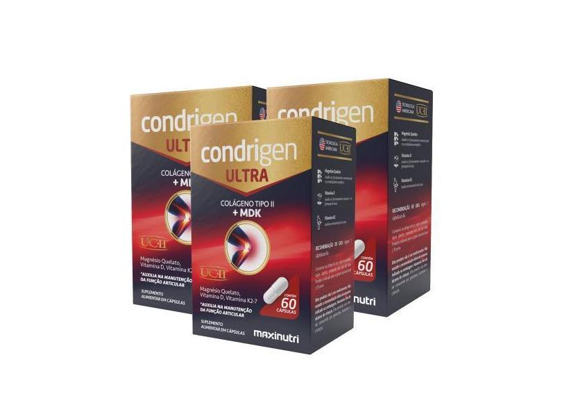 Kit 3 Condrigen Ultra Colágeno não Hidrolisado Tipo 2 + MDK 60 Cáps Ma