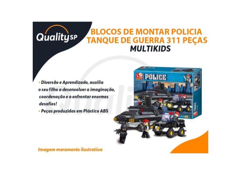 Blocos de Montar Policia Tanque de Guerra 311 Peças Indicado para