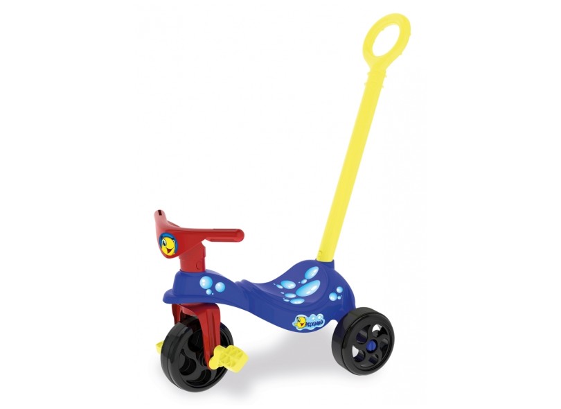 Motoca infantil com empurrador com haste triciclo azul