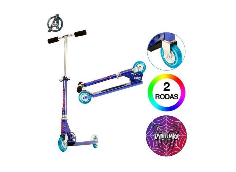 Patinete Scooter Marvel Spiderman Infantil Azul De Alumínio - Dm Radic