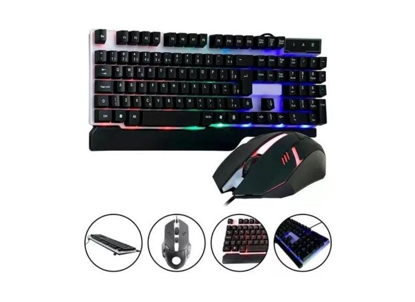 Teclado Gamer Semi Mecânico E Mouse Óptico Rgb Preto - Black Watch