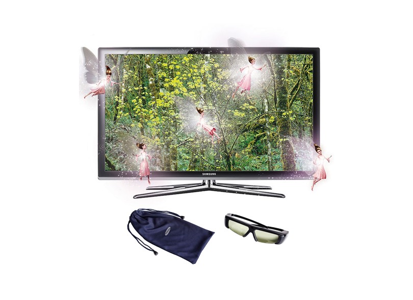 TV LED 3D 46" Samsung Full HD, Conversor Digital Integrado, 4 HDMI, UN46C7000, Contraste 6.000.000:1, HyperReal Engine, Clear Motion Rate, Internet@TV
