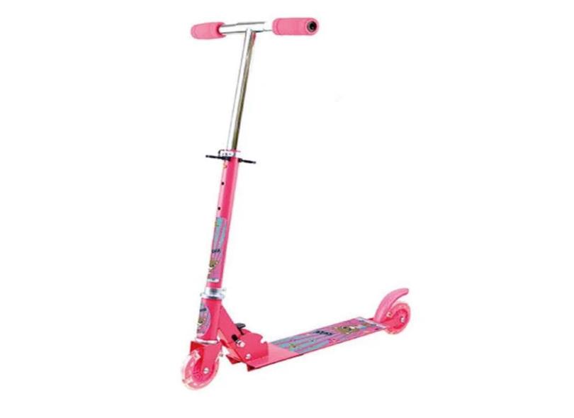 Patinete 2 Rodas Com Luz Metal Girl Rosa - Art Brink