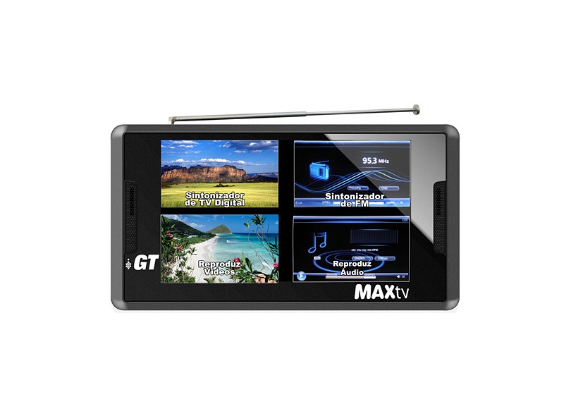 TV Digital Portátil 4,3" Platin GT Sound, MAXTV2GB, Widescreen, Reproduz Músicas, Vídeos e FM, Entrada SD