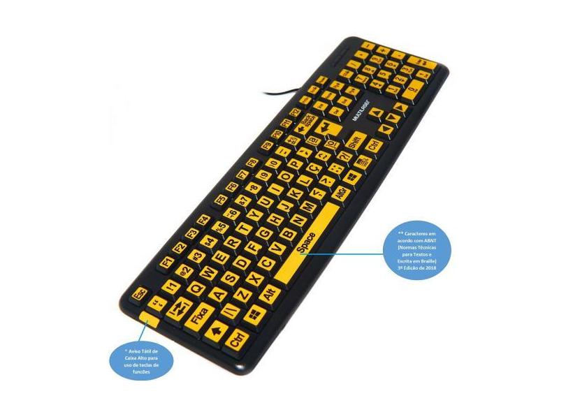 Teclado Braille Ampliado Baixa Visão Adaptado Em Alto Contraste Teclas