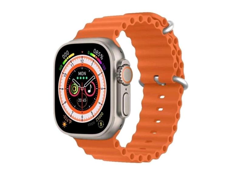 Relógio Digital Smartwatch Watch 8 Ultra 49mm Pulseira Oceano Laranja-Unissex