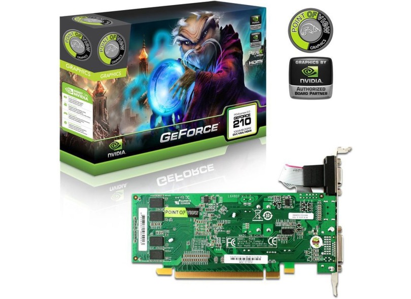 Placa de Video NVIDIA GeForce T 210 1 GB DDR3 64 Bits Point Of View VGA-210-C2-1024
