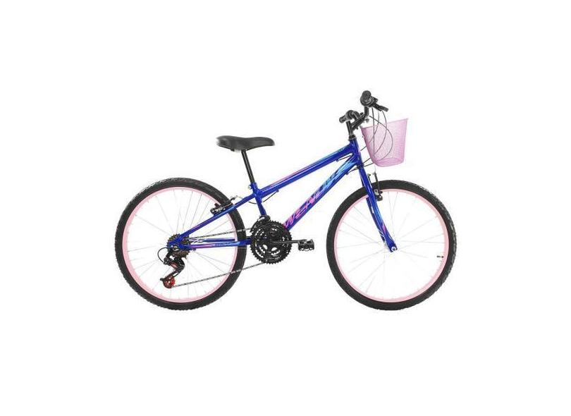 Bicicleta Aro 24 Para Menina Infantil Wendy 18V Com Cestinha