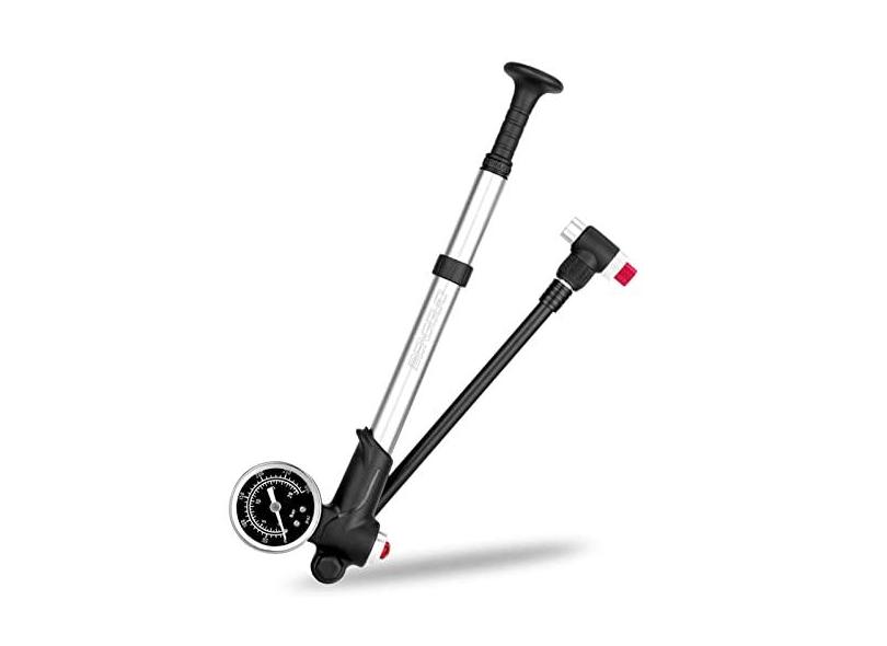 Bomba de choque de bicicleta com medidor de pressão 300psi bomba de ar de inflador de pneu de bicicleta de alta pressão para garfo de bicicleta e suspensão traseira