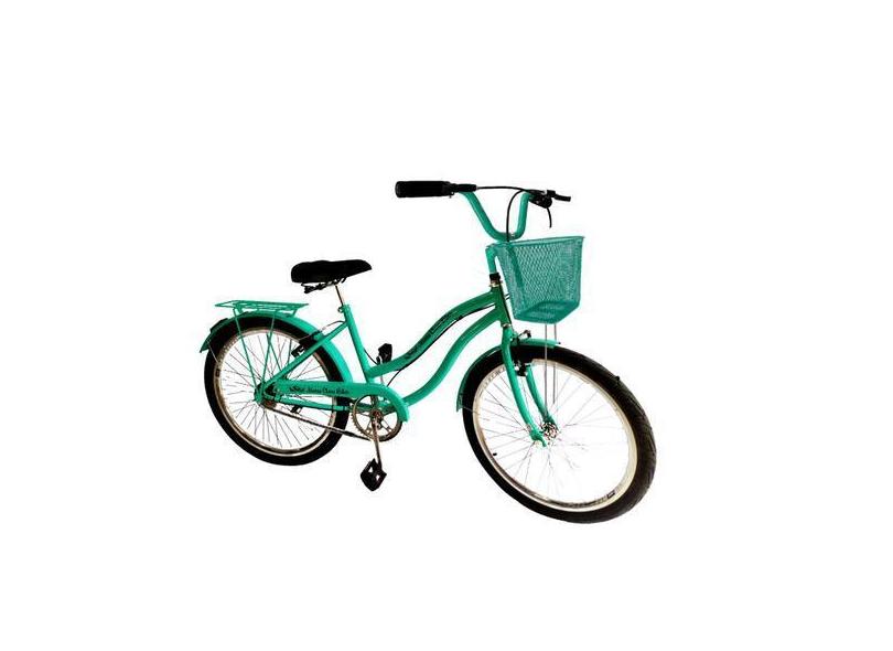 Bicicleta Feminina Aro 24 Passeio S/ Marchas Com Cesta Verde - Maria C