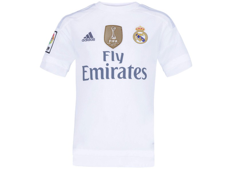 Camisa Torcedor Real Madrid I 2015/16 Infantil sem Número Adidas